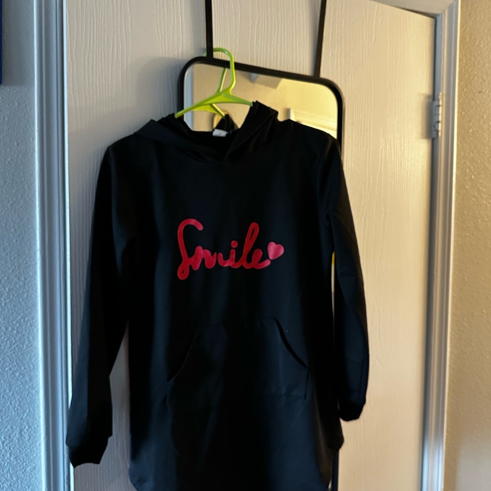 Black Kids Hoodie with Red 'Smile' Design